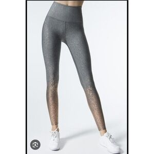 Beyond Yoga Women's Sz M Gray & Gold Metallic Speckle High Rise Workout Leggings